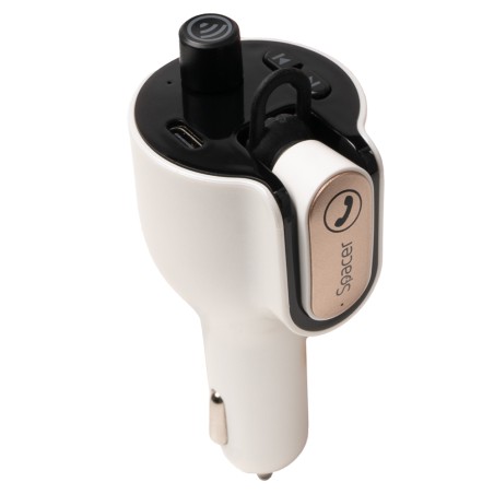 MODULATOR AUTO FM SPACER cu casca Bluetooth 5.0, 1xUSB QC3.0 + Type-C; 1xUSB max. 5V/3.1A, earphone 30mAh, 12V-24V, max. 10-15m,