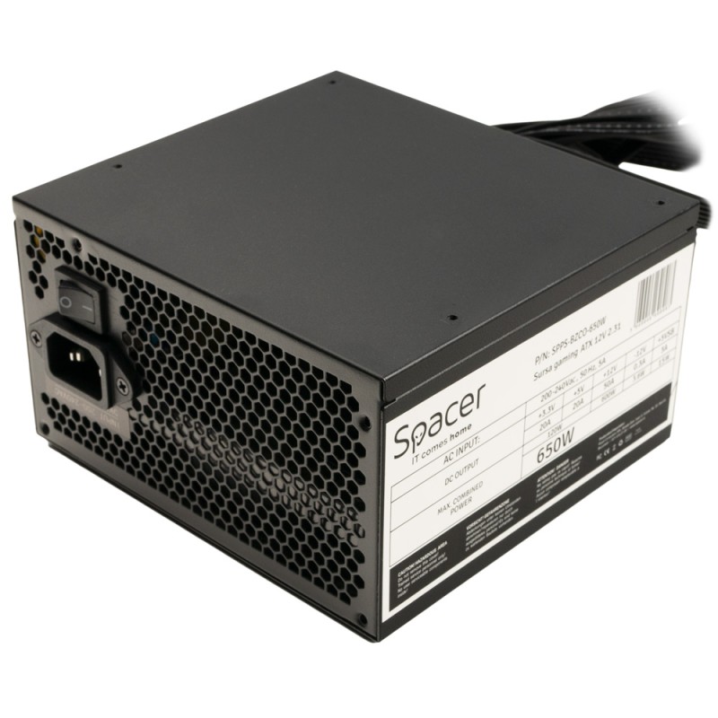 SURSA SPACER BZCO-650 80+ Bronze compatible, 650w, fan 120mm, MB (20+4) x1, CPU (4+4) x2, PCI-E (6+2) x2, SATA x6, Molex x3, *re