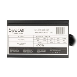 SURSA SPACER BZCO-650 80+ Bronze compatible, 650w, fan 120mm, MB (20+4) x1, CPU (4+4) x2, PCI-E (6+2) x2, SATA x6, Molex x3, *re