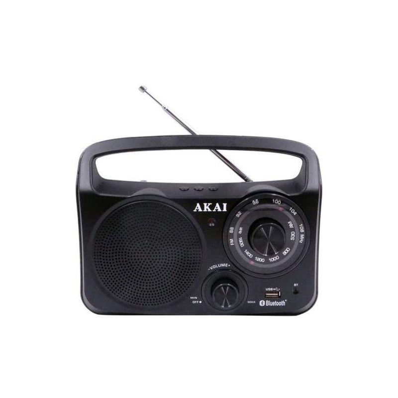 RADIO portabil AKAI, compact 1.0, Bluetooth, cu fir, conector Bluetooth, Jack 3.5mm, USB, negru, "APR-85BT" (timbru verde 2.00 l