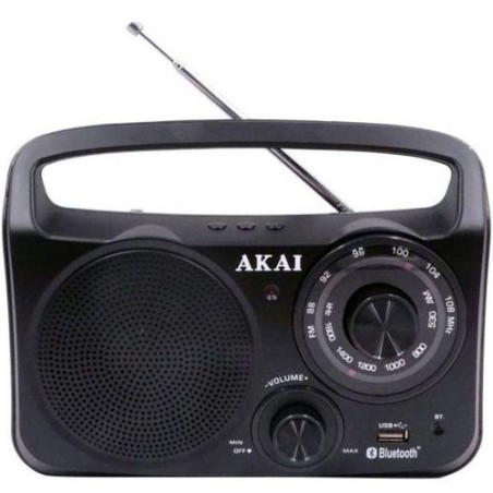 RADIO portabil AKAI, compact 1.0, Bluetooth, cu fir, conector Bluetooth, Jack 3.5mm, USB, negru, "APR-85BT" (timbru verde 2.00 l