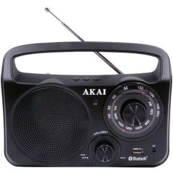 RADIO portabil AKAI, compact 1.0, Bluetooth, cu fir, conector Bluetooth, Jack 3.5mm, USB, negru, "APR-85BT" (timbru verde 2.00 l