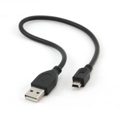 CABLU alimentare si date GEMBIRD, pt. smartphone, USB 2.0 (T) la Mini-USB 2.0 (T), 30cm, conectori auriti, negru, "CCP-USB2-AM5P