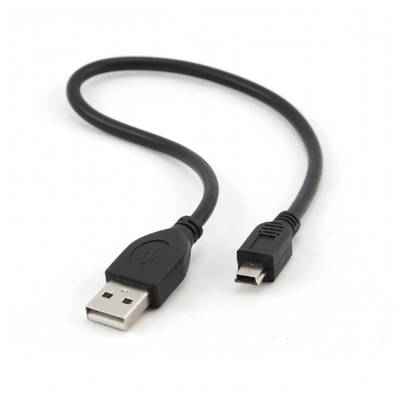 CABLU alimentare si date GEMBIRD, pt. smartphone, USB 2.0 (T) la Mini-USB 2.0 (T), 30cm, conectori auriti, negru, "CCP-USB2-AM5P