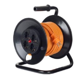 PRELUNGITOR Bachmann, Schuko x 4, conectare prin Schuko (T), cablu 25 m, protectie supratensiune, negru  | portocaliu, "B392.225