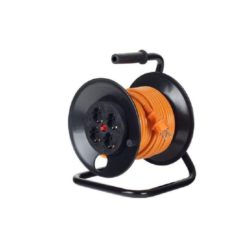 PRELUNGITOR Bachmann, Schuko x 4, conectare prin Schuko (T), cablu 25 m, protectie supratensiune, negru  | portocaliu, "B392.225