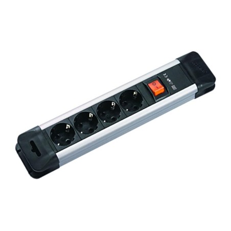 PRELUNGITOR Bachmann, Schuko x 4, conectare prin Schuko (T), cablu 2 m, protectie copii, negru | argintiu, "B330.100R" (timbru v
