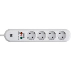 PRELUNGITOR Bachmann, Schuko x 4, conectare prin Schuko (T), cablu 1.5 m, protectie supratensiune, alb, "B381.2212K" (timbru ver