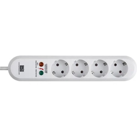 PRELUNGITOR Bachmann, Schuko x 4, conectare prin Schuko (T), cablu 1.5 m, protectie supratensiune, alb, "B381.2212K" (timbru ver