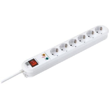 PRELUNGITOR Bachmann, Schuko x 6, conectare prin Schuko (T), cablu 1.5 m, protectie supratensiune, alb, "B381.2501KR" (timbru ve