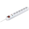 PRELUNGITOR Bachmann, Schuko x 6, conectare prin Schuko (T), cablu 1.5 m, protectie supratensiune, alb, "B381.2501KR" (timbru ve