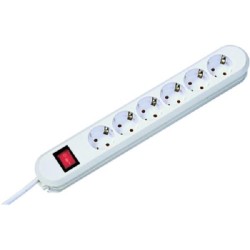 PRELUNGITOR Bachmann, Schuko x 6, conectare prin Schuko (T), cablu 5 m, protectie copii, alb, "B381.252KR" (timbru verde 0.18 le
