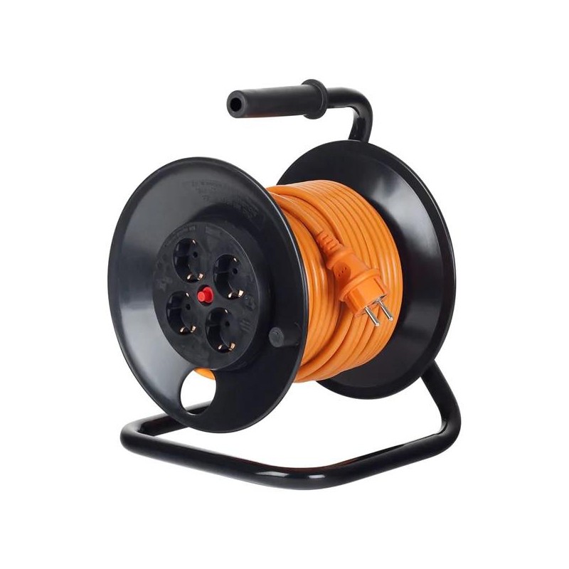 PRELUNGITOR Bachmann, Schuko x 4, conectare prin Schuko (T), cablu 25 m, protectie supratensiune, negru  | portocaliu, "B392.425