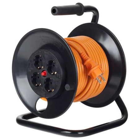 PRELUNGITOR Bachmann, Schuko x 4, conectare prin Schuko (T), cablu 25 m, protectie supratensiune, negru  | portocaliu, "B392.425