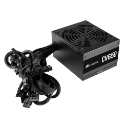 SURSA CORSAIR, 650 W, "CV650",  ATX 12V V2.31, fan 120 mm x 1, 80 Plus Bronze, MB 20+4 pin x 1, CPU 4+4 pin x 2, PCI-E 6+2 pin x