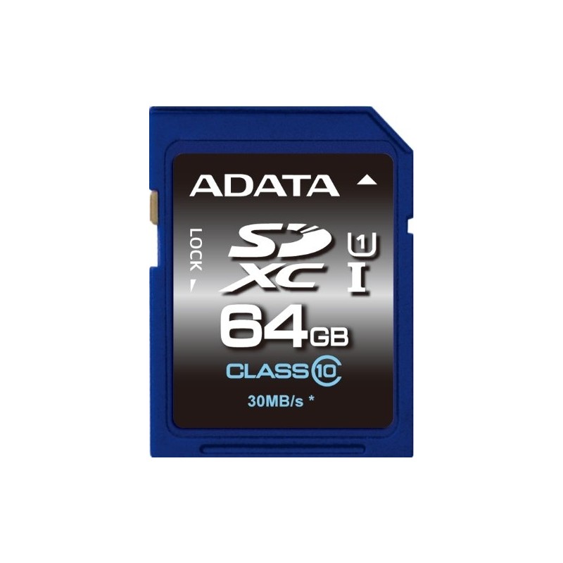 CARD SD ADATA, 64 GB, SDXC, clasa 10, standard UHS-I U1, "ASDX64GUICL10-R" (timbru verde 0.03 lei)
