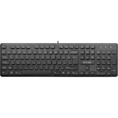 TASTATURA DELUX, cu fir, 105 taste, format standard, switch , USB, negru, "KA150U" (timbru verde 0.8 lei)