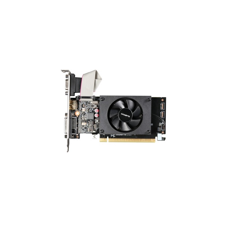 PLACA VIDEO GIGABYTE "GeForce GT 710", 2 GB GDDR3 64 biti, PCI Express 2.0 x 16, HDMI DVI-D VGA, sistem racire aer, "GV-N710D3-2