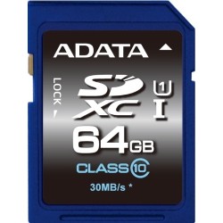 CARD SD ADATA, 64 GB, SDXC, clasa 10, standard UHS-I U1, "ASDX64GUICL10-R" (timbru verde 0.03 lei)