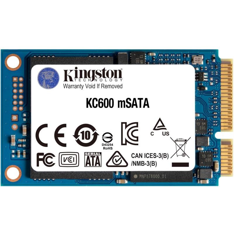SSD KINGSTON SKC600MS, 512GB, mSATA, S-ATA 3, 3D TLC Nand, R/W: 550/520 MB/s, "SKC600MS/512G"