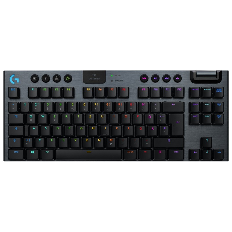 LOGITECH G915 TKL Tenkeyless LIGHTSPEED Wireless RGB Mechanical Gaming Keyboard - CARBON - US INTL - 2.4GHZ/BT - INTNL - CLICKY 