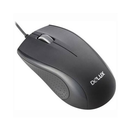 MOUSE DELUX, PC sau NB, cu fir, USB, optic, 800 dpi, butoane/scroll 3/1, , negru, "DLM-136BU" (timbru verde 0.18 lei)