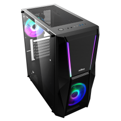 CARCASA NJOY Middle Tower, ATX, "FORT", fara sursa, sticla securizata, fan x 2, USB 2.0 x 1, USB 3.0 x 2, Jack 3.5 mm x 2, mesh 