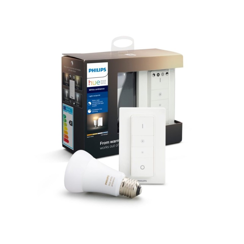 BEC cu intrerupator smart LED Philips, soclu E27, putere 8.5 W, forma spot, lumina toate nuantele de alb, alimentare 220 - 240 V