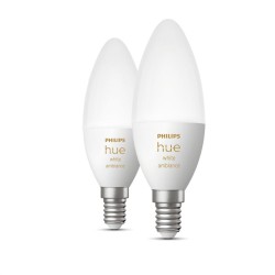 SET 2 becuri smart LED Philips, soclu E14, putere 5.2W, forma lumanare, lumina toate nuantele de alb, alimentare 220 - 240 V, "0
