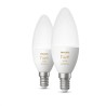 SET 2 becuri smart LED Philips, soclu E14, putere 5.2W, forma lumanare, lumina toate nuantele de alb, alimentare 220 - 240 V, "0
