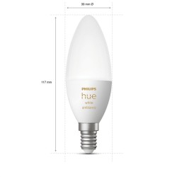 SET 2 becuri smart LED Philips, soclu E14, putere 5.2W, forma lumanare, lumina toate nuantele de alb, alimentare 220 - 240 V, "0