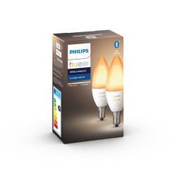 SET 2 becuri smart LED Philips, soclu E14, putere 5.2W, forma lumanare, lumina toate nuantele de alb, alimentare 220 - 240 V, "0