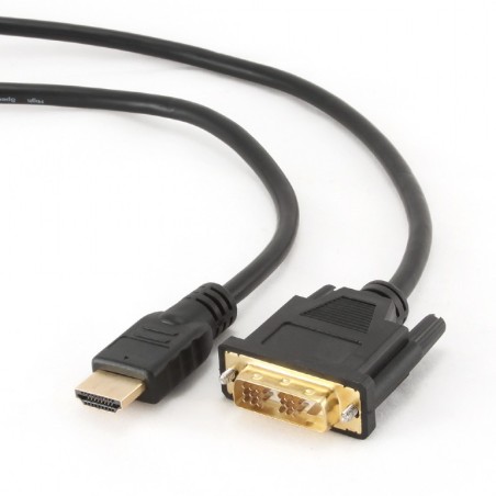 CABLU video GEMBIRD, adaptor HDMI (T) la DVI-D SL (T), 0.5m, conectori auriti, negru, "CC-HDMI-DVI-0.5M" (timbru verde 0.08 lei)