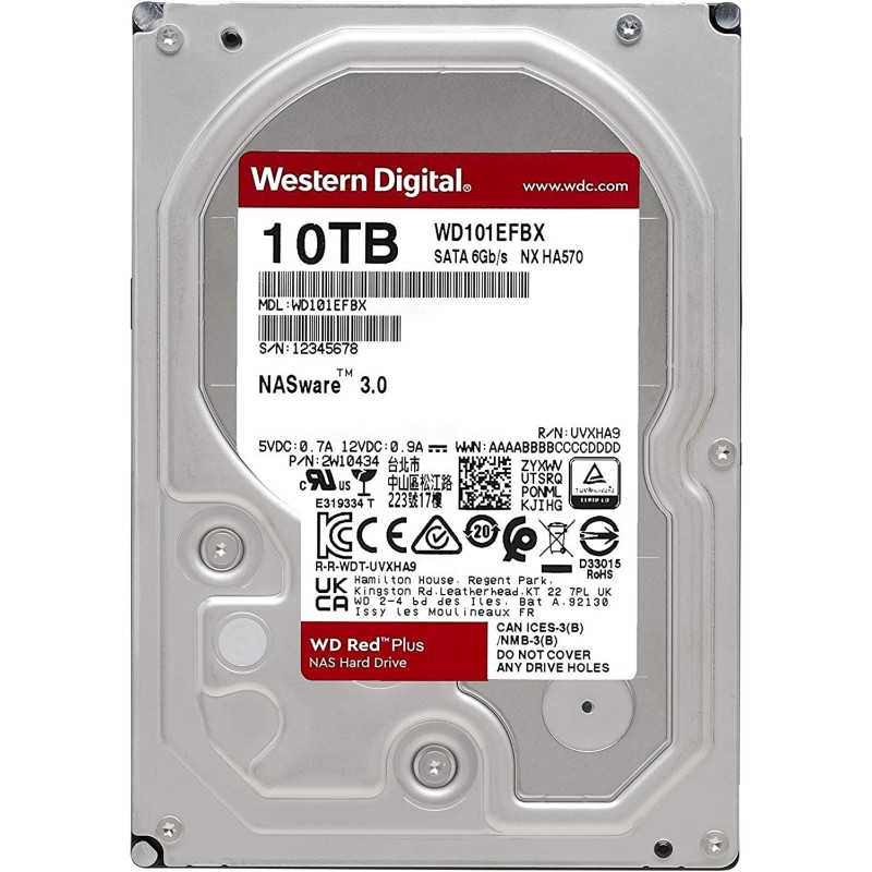 HDD WD 10TB, Red Plus, 7.200 rpm, buffer 256 MB, pt NAS, "WD101EFBX"