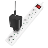 PRELUNGITOR LOGILINK, Schuko x 6, cablu 3G 1.5mm2, 230 V/16 A, 50 Hz, max. 3500 W, buton intrerupator iluminat, IP20, 1.5m, alb,