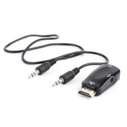ADAPTOR video GEMBIRD, splitter HDMI (T) la VGA (M) + Jack 3.5mm (T), rezolutie maxima Full HD (1920 x 1080) la 60Hz, cablu audi