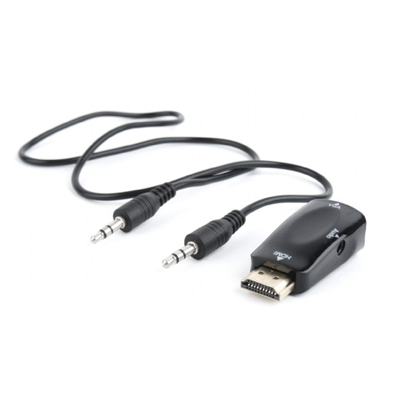 ADAPTOR video GEMBIRD, splitter HDMI (T) la VGA (M) + Jack 3.5mm (T), rezolutie maxima Full HD (1920 x 1080) la 60Hz, cablu audi