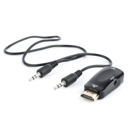 ADAPTOR video GEMBIRD, splitter HDMI (T) la VGA (M) + Jack 3.5mm (T), rezolutie maxima Full HD (1920 x 1080) la 60Hz, cablu audi