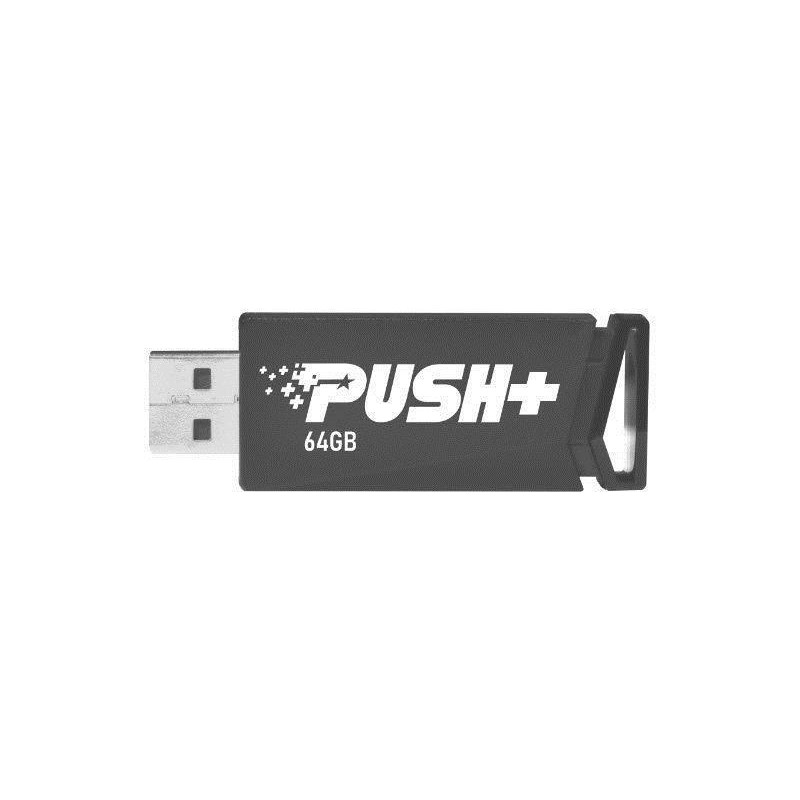 MEMORIE USB 3.2 PATRIOT PUSH+,  64 GB, profil mic, negru, "PSF64GPSHB32U" (timbru verde 0.03 lei)