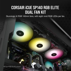 VENTILATOR Corsair, pt carcasa PC, 140 mm, 1200 rpm, LED RGB, 2 ventilatoare, "CO-9050111-WW"