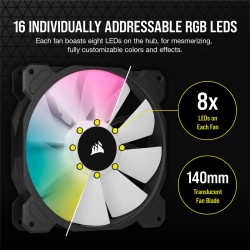 VENTILATOR Corsair, pt carcasa PC, 140 mm, 1200 rpm, LED RGB, 2 ventilatoare, "CO-9050111-WW"