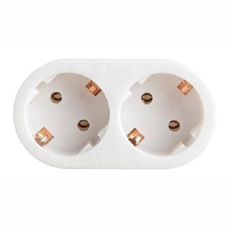 PRIZA Bachmann, Schuko x 2, conectare prin Schuko (T), cablu nu e cazul, fara protectie, alb, "B921.017" (timbru verde 0.18 lei)