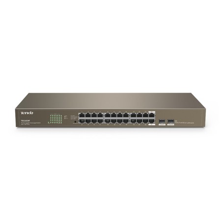 SWITCH Tenda 24 porturi Gigabit + 2 porturi SFP, carcasa metalica rackabil, "TEG1024F" (timbru verde 2 lei)