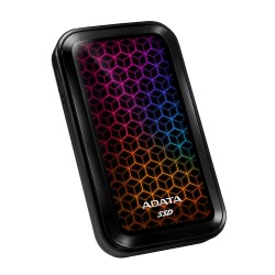SSD extern ADATA SE770G,  512 GB, 2.5 inch, USB 3.2 Gen 2 w/ Type-C, R/W: 1000/800 MB/s, iluminare RGB "ASE770G-512GU32G2-CBK" (