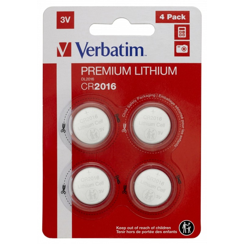 BATERIE VERBATIM, butoni (CR2016), 3V litiu, 4 buc., "49531" (timbru verde 0.04 lei)