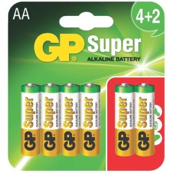 Baterie GP Batteries, Super Alcalina AA (LR6) 1.5V alcalina, blister 6 buc. "GP15A4/2-2UE6" "GPPCA15AS072" - 333581 (timbru verd