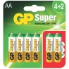 Baterie GP Batteries, Super Alcalina AA (LR6) 1.5V alcalina, blister 6 buc. "GP15A4/2-2UE6" "GPPCA15AS072" - 333581 (timbru verd