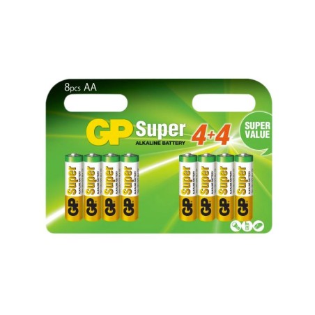 Baterie GP Batteries, Super Alcalina AA (LR6) 1.5V alcalina, blister 8 buc. "GP15A4/4-2PL8" "GPPCA15AS087" (timbru verde 0.64 le