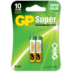 Baterie GP Batteries, Super Alcalina AAA (LR03) 1.5V alcalina, blister 2 buc. "GP24A-2UE2" "GPPCA24AS012" (timbru verde 0.16 lei