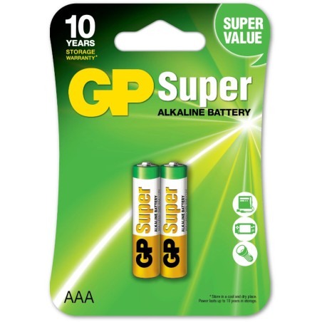 Baterie GP Batteries, Super Alcalina AAA (LR03) 1.5V alcalina, blister 2 buc. "GP24A-2UE2" "GPPCA24AS012" (timbru verde 0.16 lei